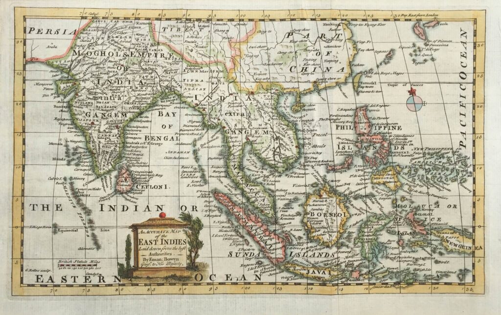 Antique Map of the East Indies by Bowen (c.1744) | Bartele ...