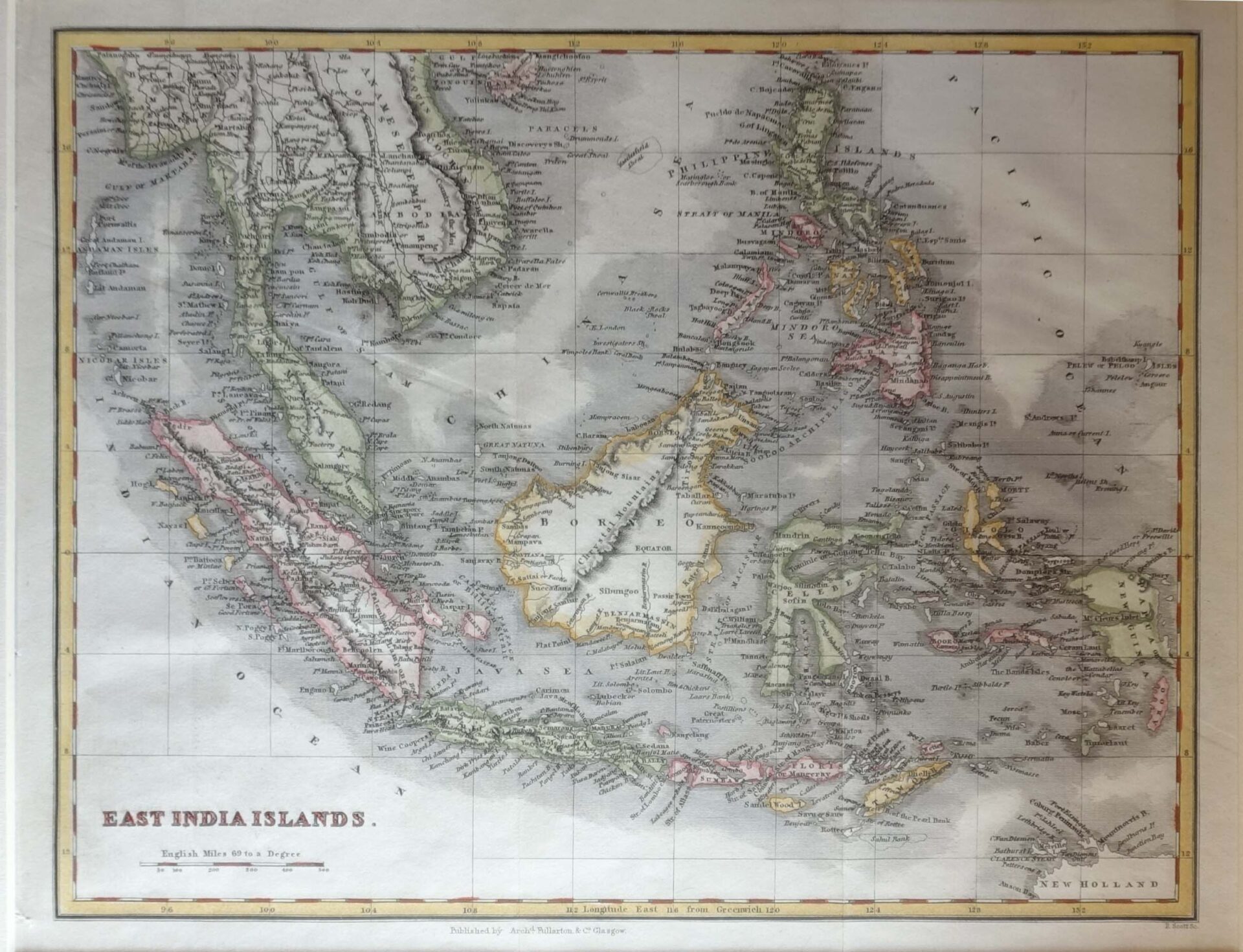 Antique Map of the East Indies by Scott (c.1840) - Bartele Gallery