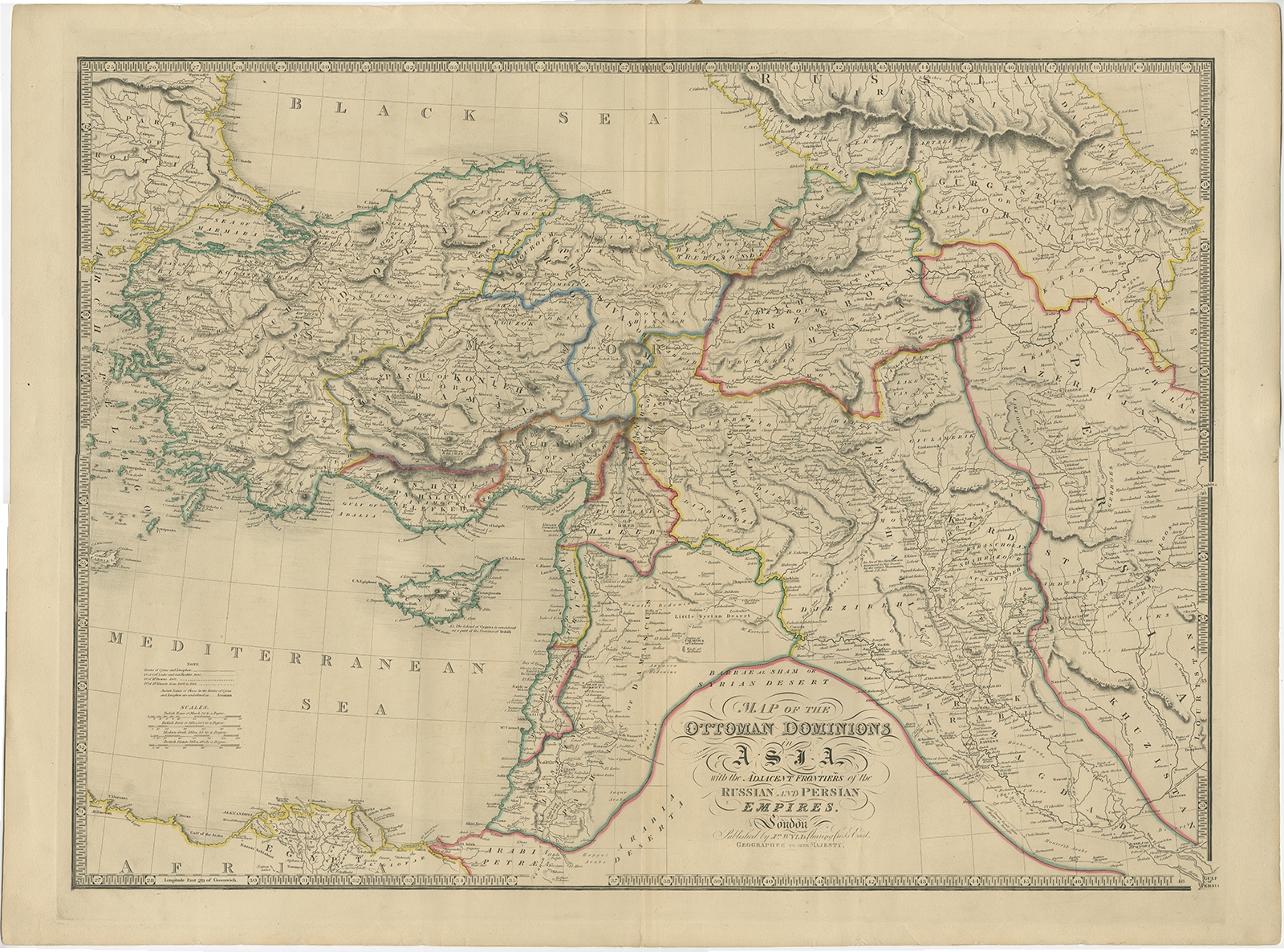 Antique Map of the Ottoman Empire by Wyld (c.1840) Bartele