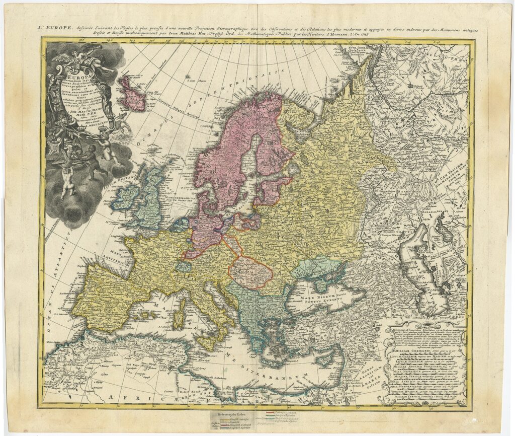 Antique Map of Europe by Haas (c.1750) - Bartele GalleryBartele Gallery