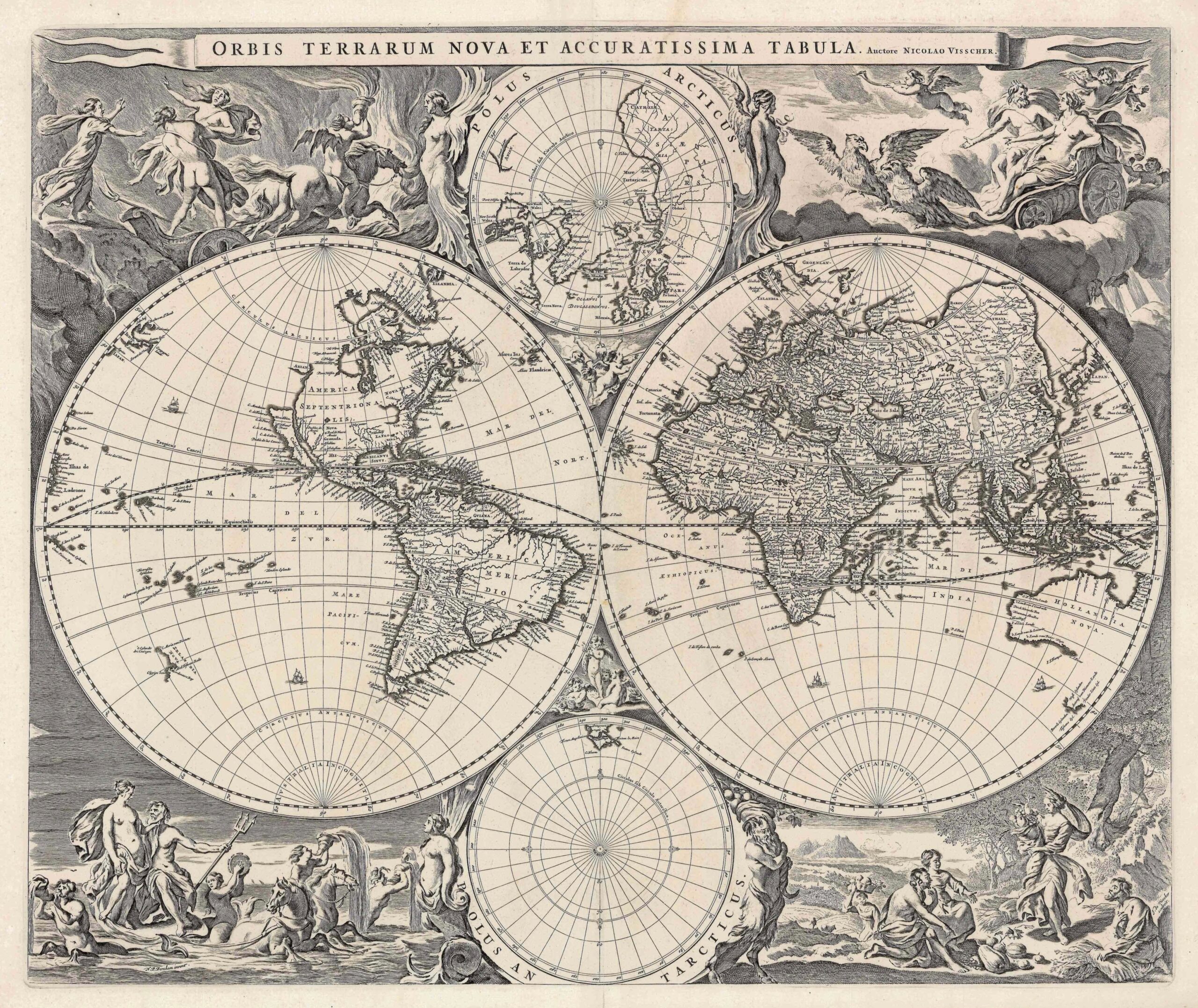 Vintage poster world map dated 1744 Home & Living Home Dcor ...
