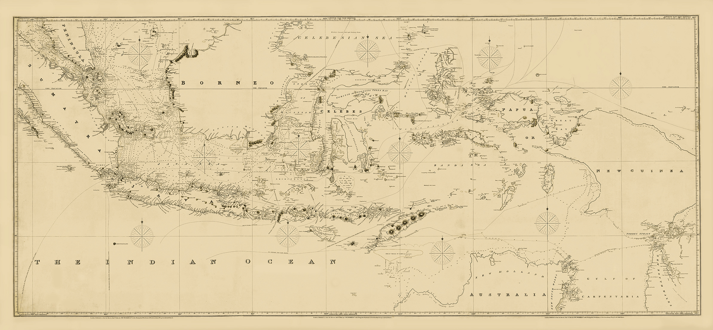 Antique Sea Chart Of Indonesia By Norie 1821