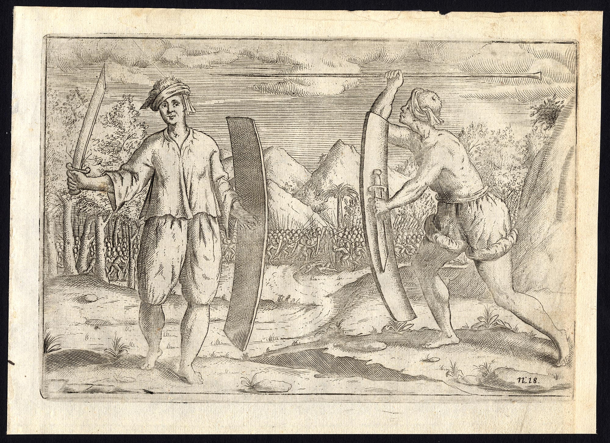 Pl.18 Afteeckeninge van de inwoonders van Banda soo sy ter oorlogh gaen - Commelin (1646)