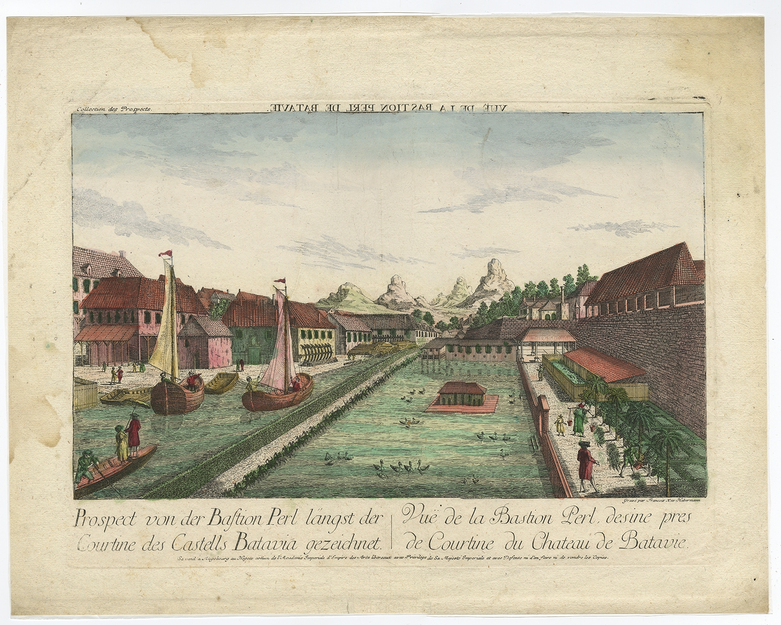 Prospect von der Bastion Perl langst der Courtine des Castells Batavia - Habermann (1770)