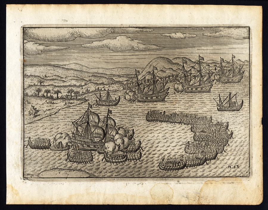 Pl.13 Afteeckeninge van de Scheep-strijd voor Bantam - Houtman (1646)