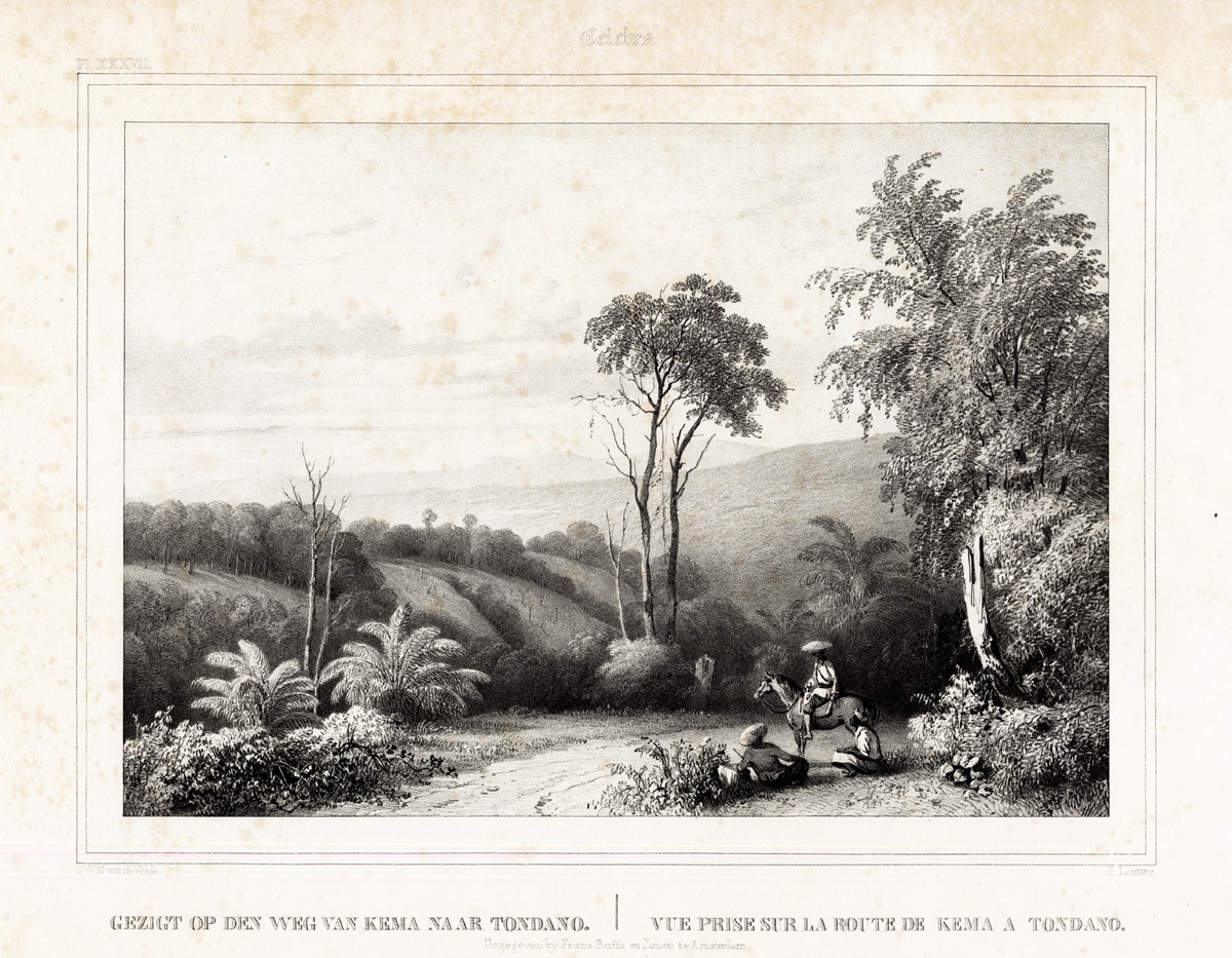 Pl.XXXVII Celebes - Gezigt op den weg van Kema naar Tondano - Van de Velde (1844)