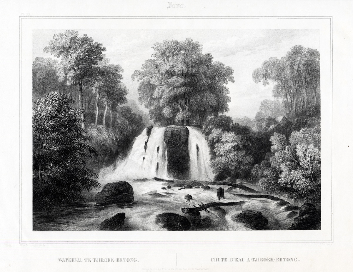 Pl.XX Java - Waterval te Tjiroek-Betong - Van de Velde (1844)