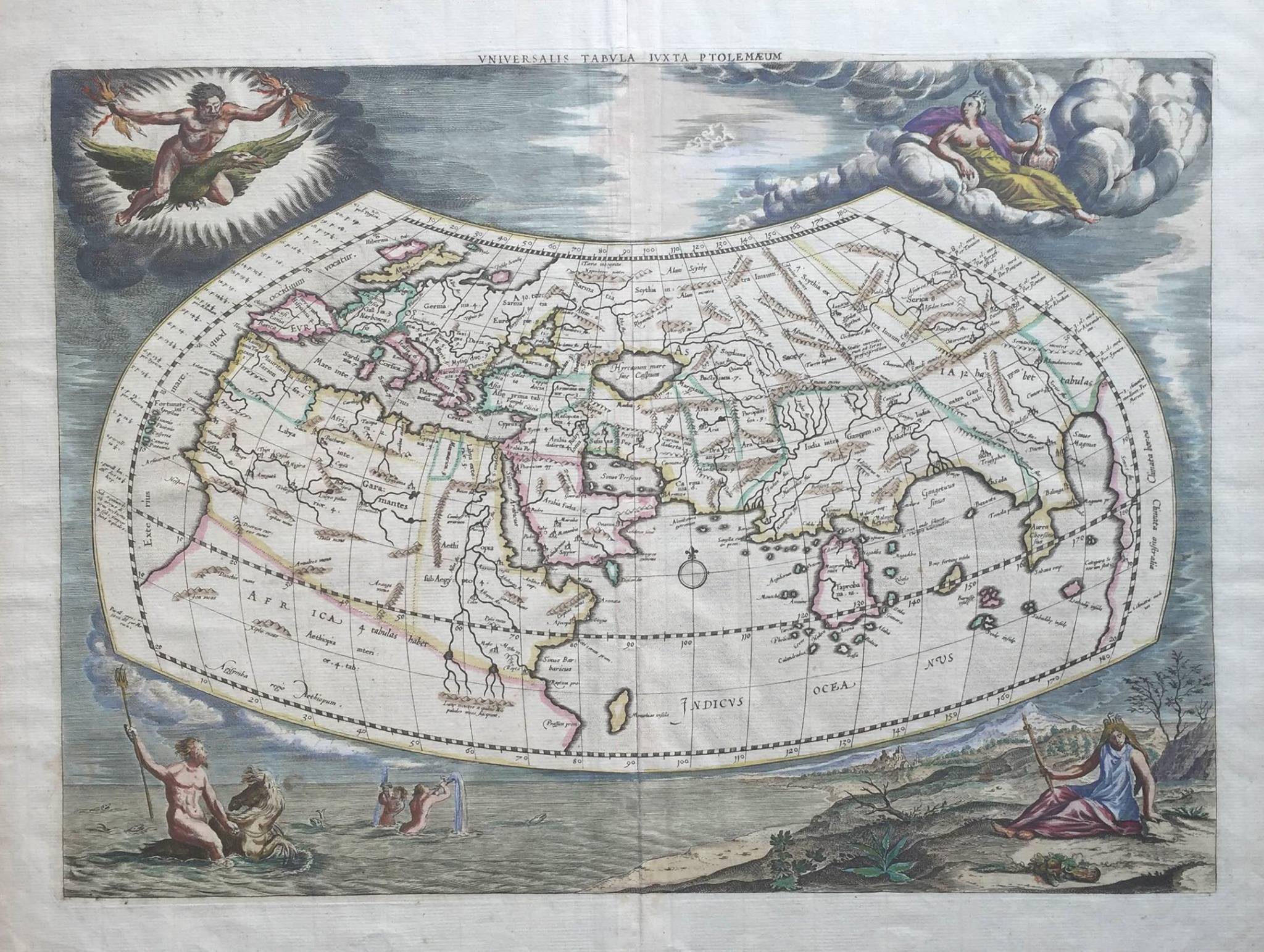 Antique Map Ancient World by Ptolemy (1730)