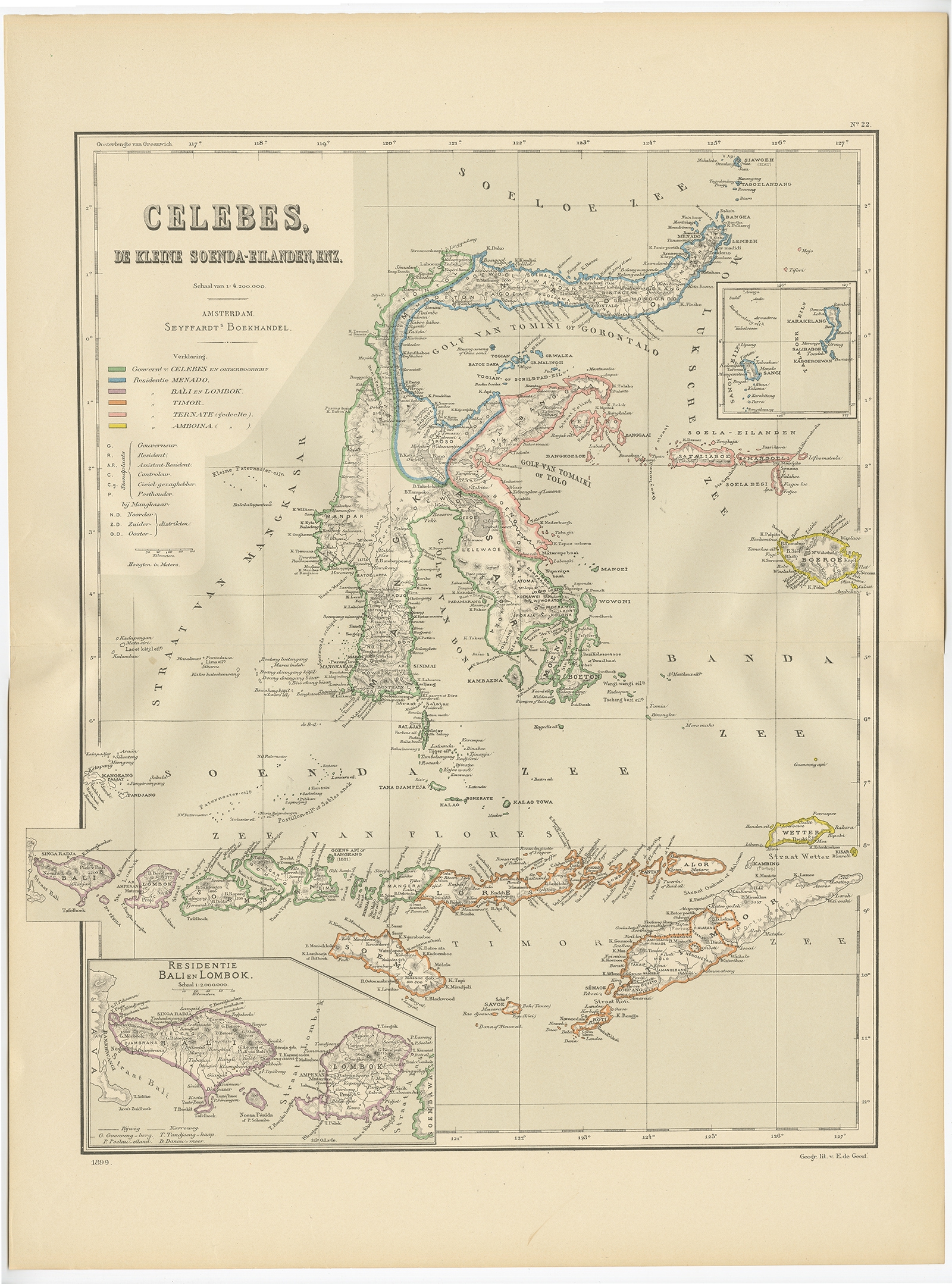 Map of Celebes or Sulawesi - Dornseiffen c.1900
