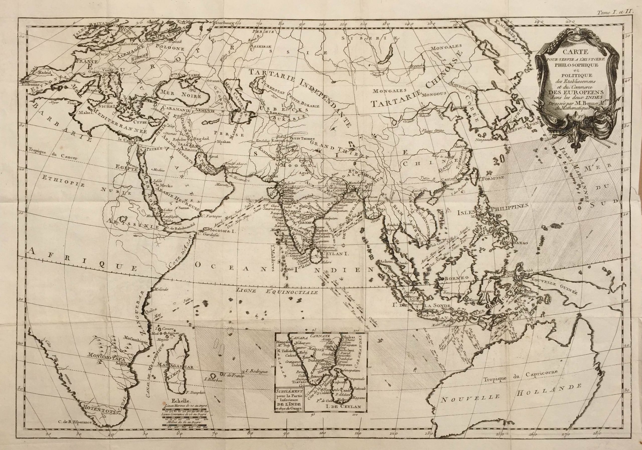 Map of the Eastern Hemisphere - Bonne & Gaspard Andre (c.1901)